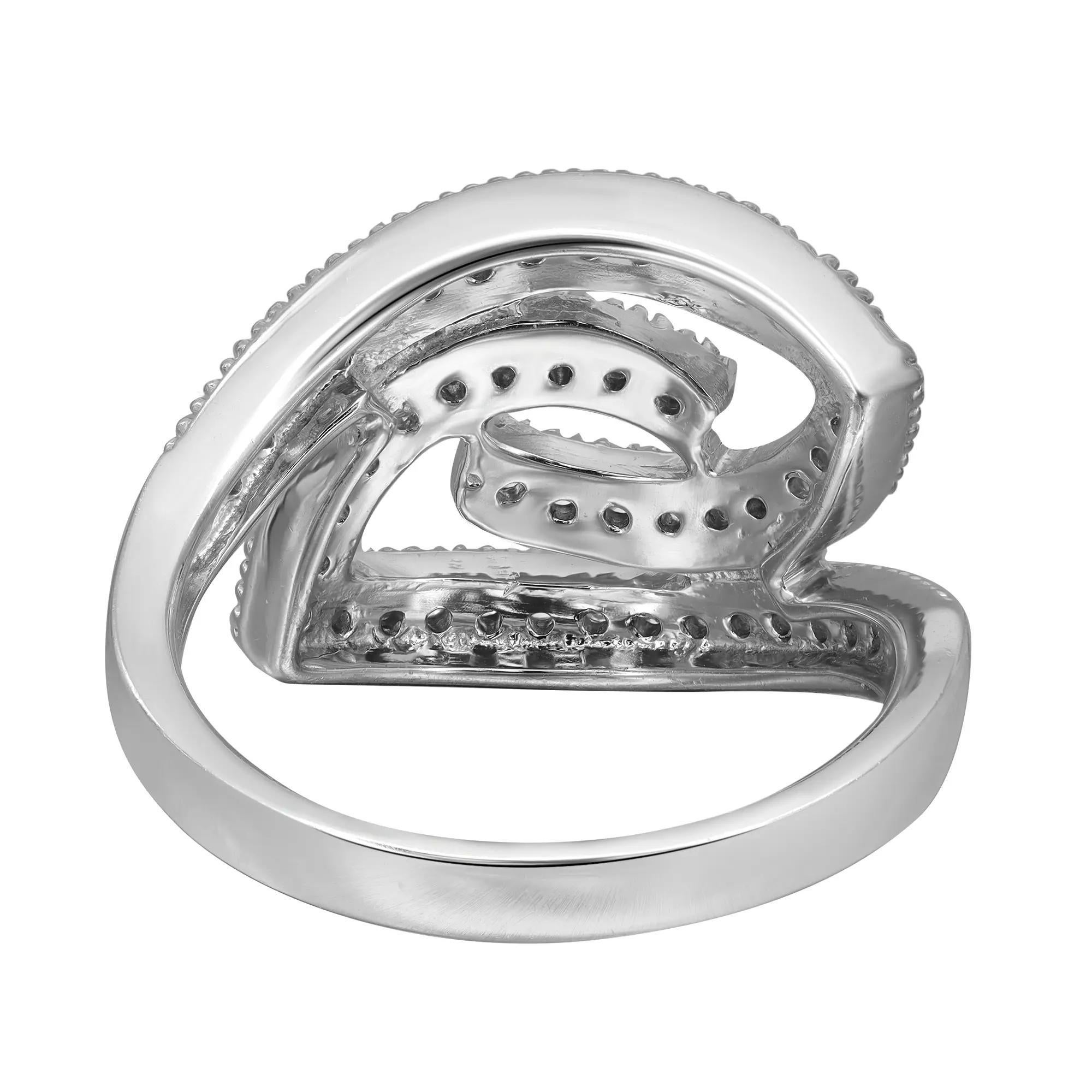 Modern 0.74cttw Pave Set Round Cut Diamond Ladies Cocktail Ring 14k White Gold For Sale