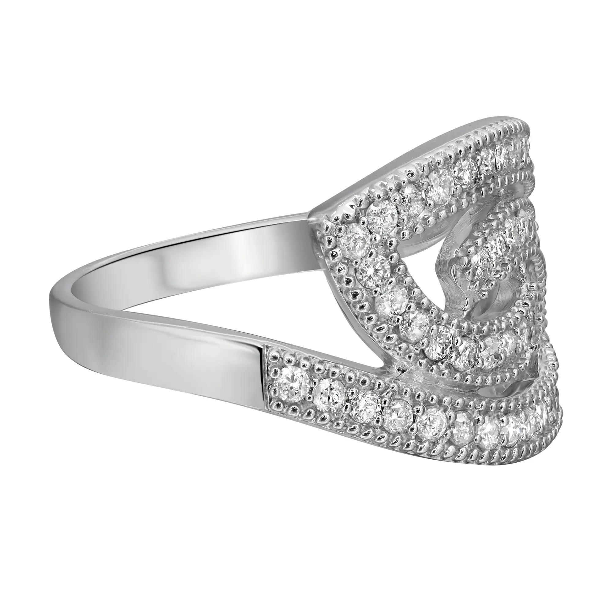0.74cttw Pave Set Round Cut Diamond Ladies Cocktail Ring 14k White Gold In New Condition For Sale In New York, NY
