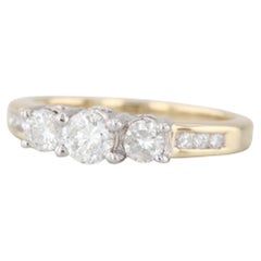 0.74ctw 3-Stone Round Diamond Engagement Ring 14k Yellow Gold Size 7.25