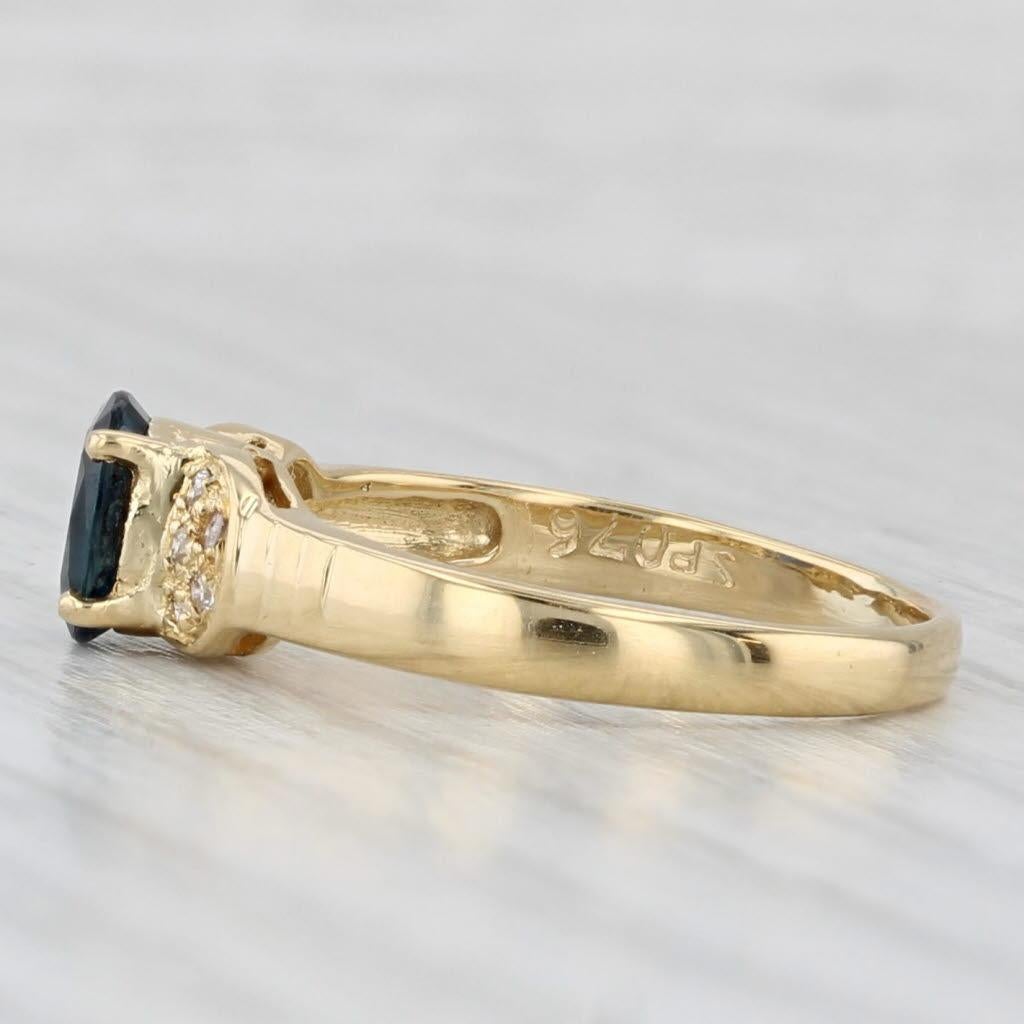 da uomo o donna 0.74ctw Blue Sapphire Diamond Ring 18k Yellow Gold Size 5.25 in vendita