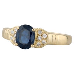 0.74ctw Blue Sapphire Diamond Ring 18k Yellow Gold Size 5.25