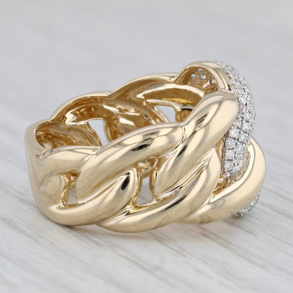 Gemstone Information:
- Natural Diamonds -
Total Carats - 0.74ctw
Cut - Round Brilliant
Color - F - H
Clarity - VS2 - SI1 

Metal: 14k Yellow Gold
Weight: 11.8 Grams 
Stamps: G14k Laurin B 
Face Height: 16.2 mm 
Rise Above Finger: 3.8 mm
Band /