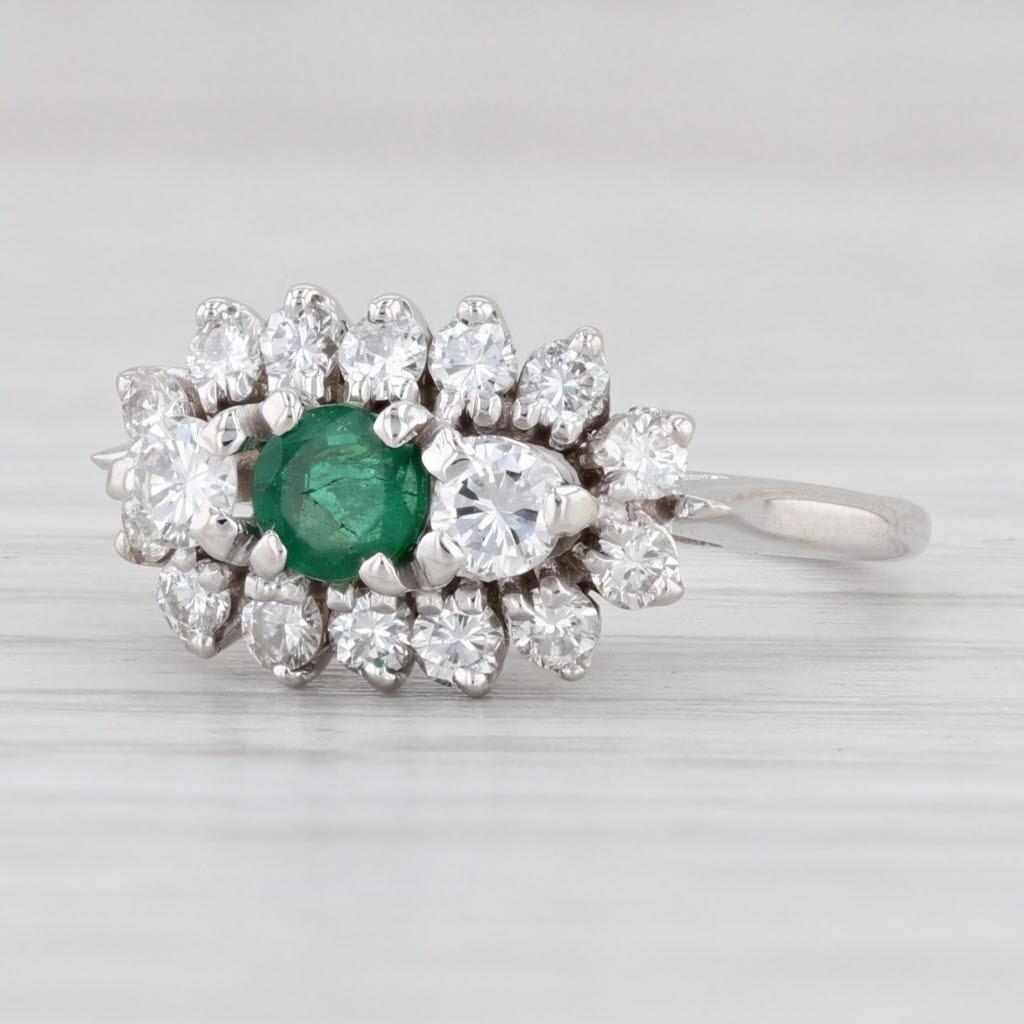 0,74ctw Smaragd Diamant Halo Ring 18k Weißgold Größe 4 Engagement