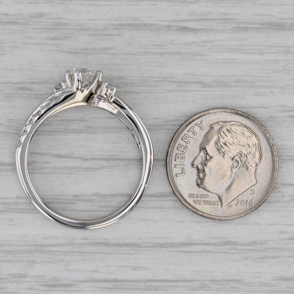 Bague de fiançailles bypass en or blanc 14 carats avec diamants ronds de 0,74 carat, taille 7,75 en vente 3