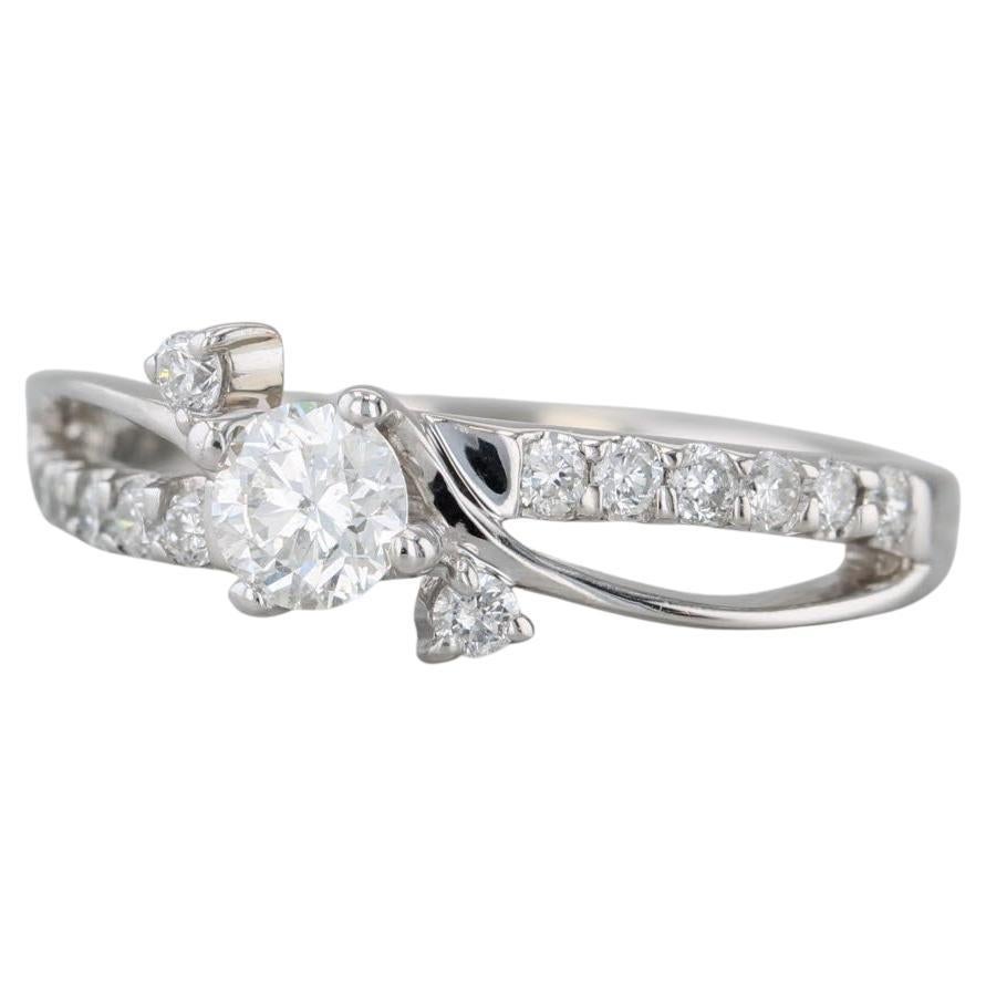 0.74ctw Round Diamond Bypass Engagement Ring 14k White Gold Size 7.75