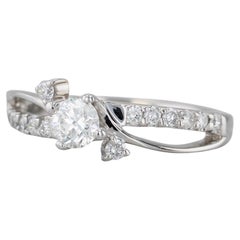 0.74ctw Round Diamond Bypass Engagement Ring 14k White Gold Size 7.75
