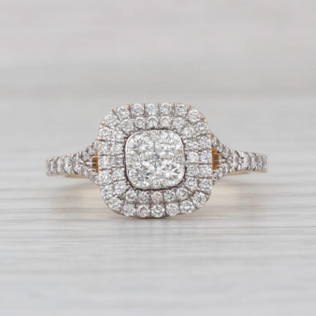 Anillo de compromiso con diamante redondo de 0,74 ctw Oro amarillo de 18k Talla 7 en Bueno estado para la venta en McLeansville, NC