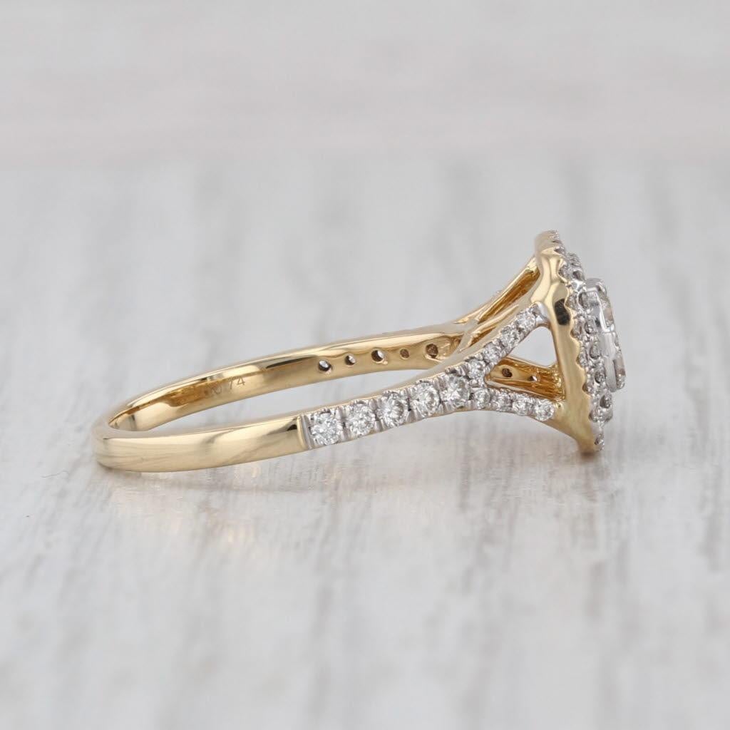 Femenino o masculino Anillo de compromiso con diamante redondo de 0,74 ctw Oro amarillo de 18k Talla 7 en venta