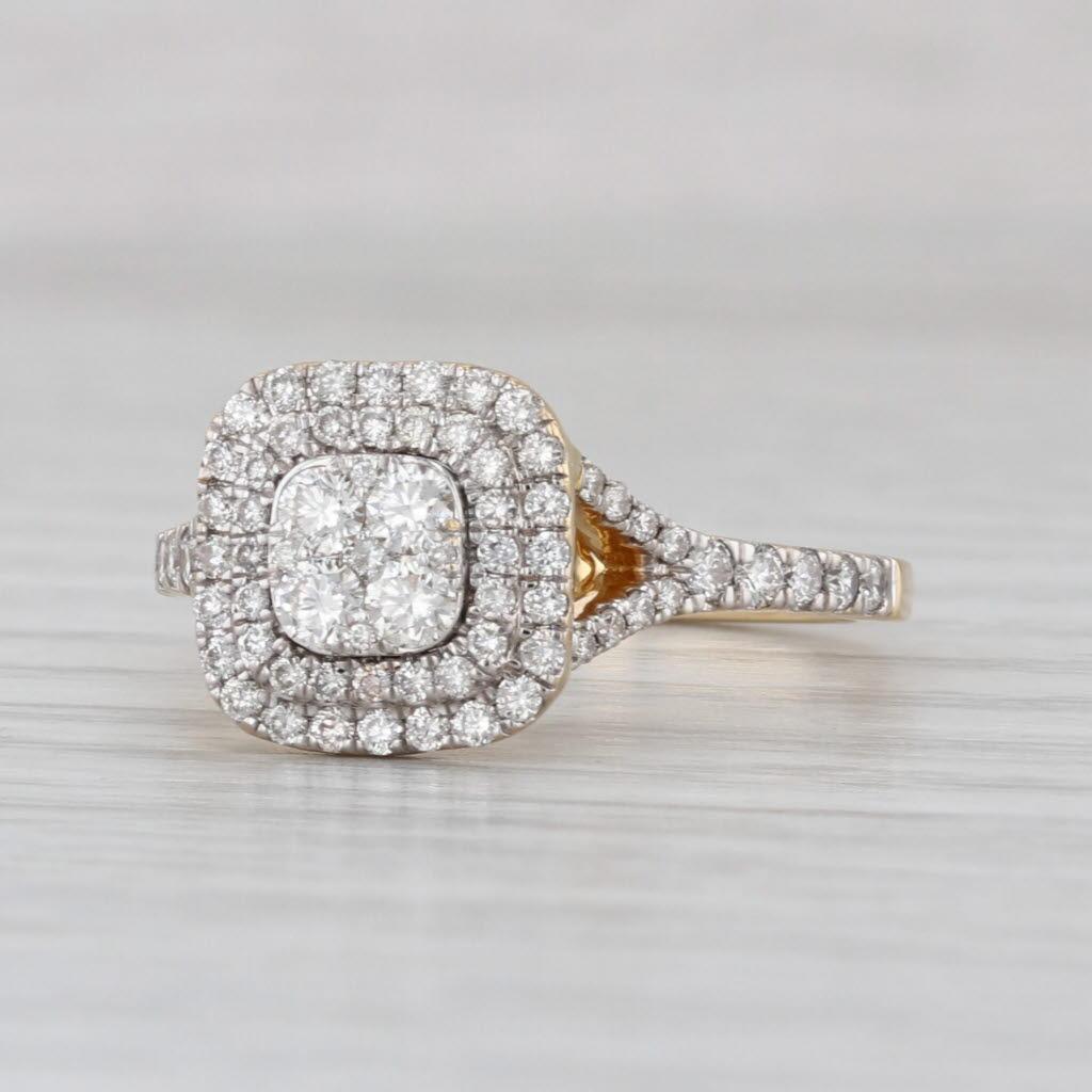 Anillo de compromiso con diamante redondo de 0,74 ctw Oro amarillo de 18k Talla 7 en venta 1