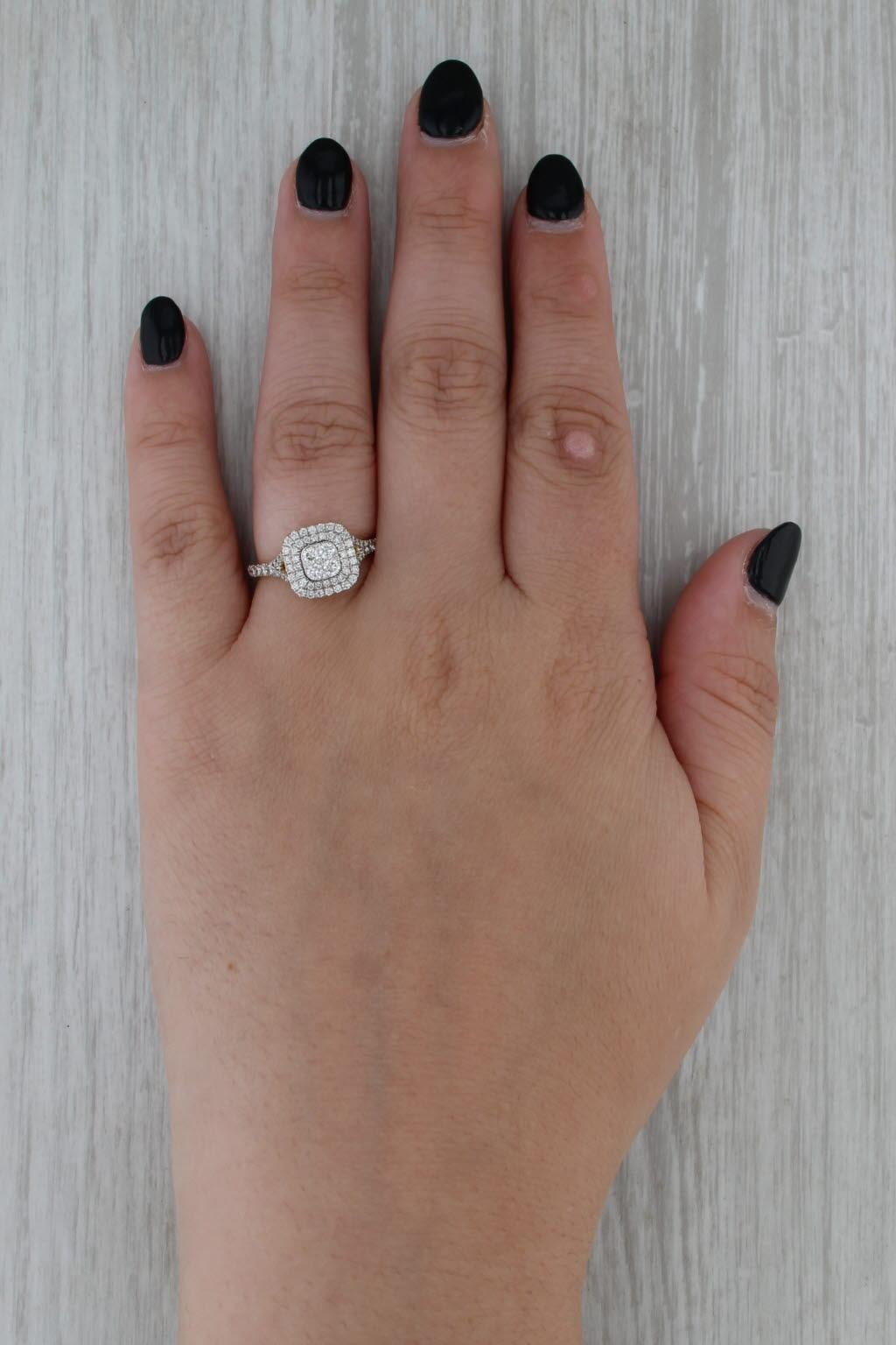 Anillo de compromiso con diamante redondo de 0,74 ctw Oro amarillo de 18k Talla 7 en venta 3