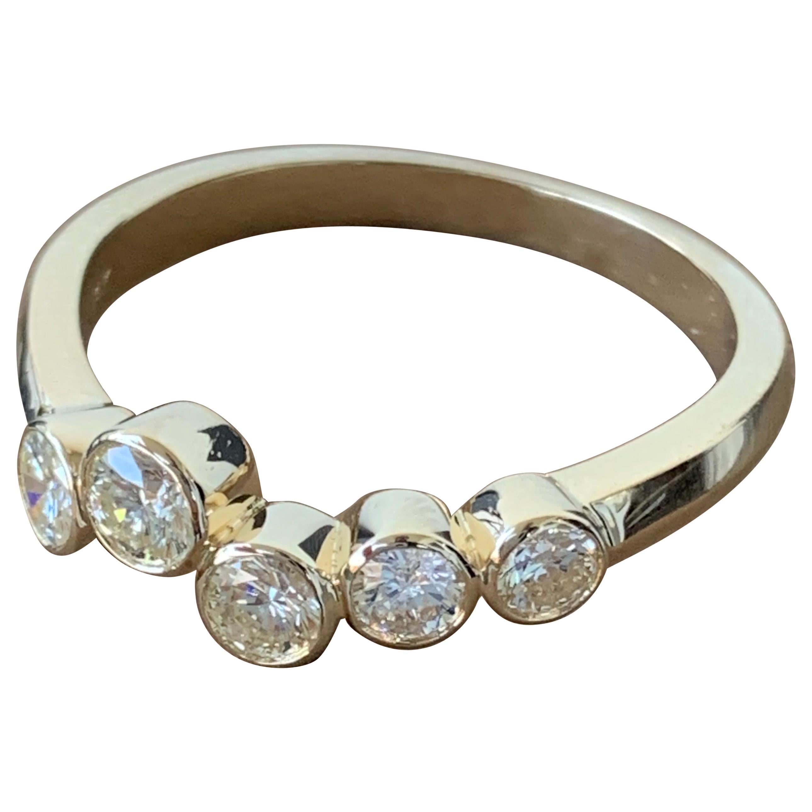 0.75 Approximate Carat Round Diamond Ring Band 14 Karat Yellow Gold, Ben Dannie