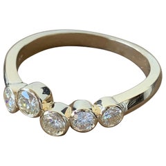 0.75 Approximate Carat Round Diamond Ring Band 14 Karat Yellow Gold, Ben Dannie