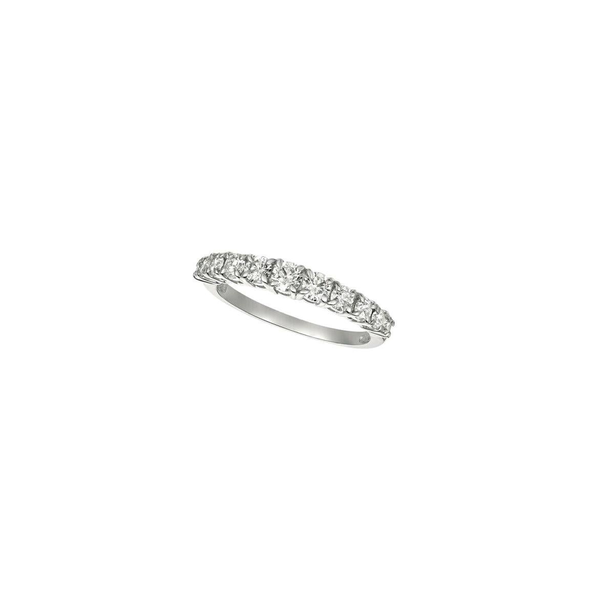 0.75 Carat 11 Stone Natural Diamond Ring Band G SI 14k White Gold For Sale