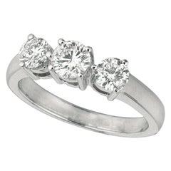 0.75 Carat 3 Stone Natural Diamond Ring G SI 14K White Gold