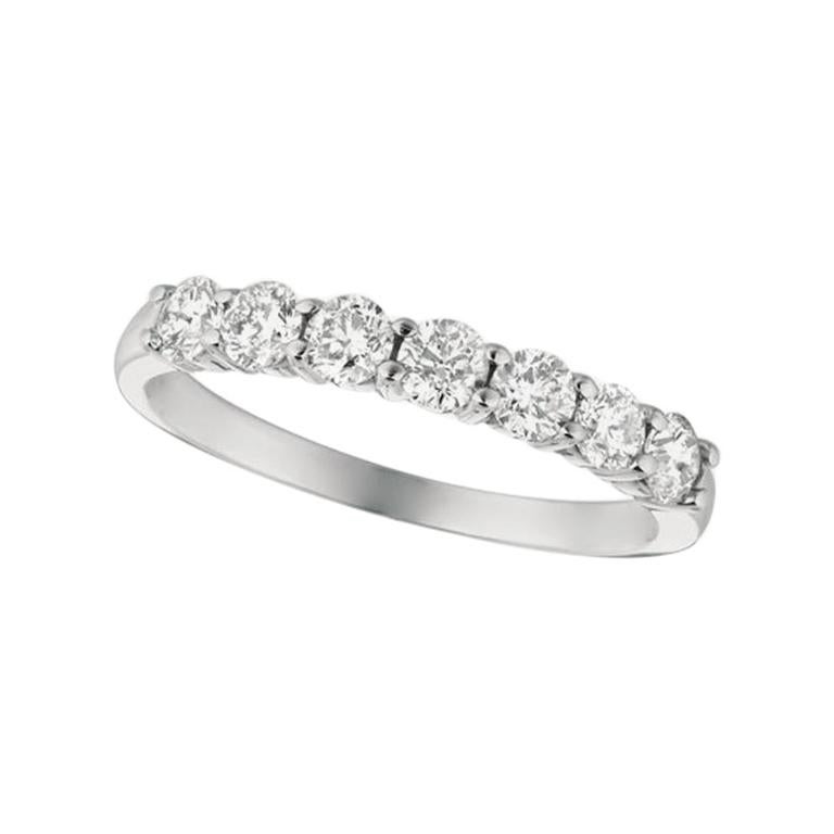For Sale:  0.75 Carat 7-Stone Natural Diamond Ring G SI 14 Karat White Gold