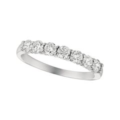 0.75 Carat 7-Stone Natural Diamond Ring G SI 14 Karat White Gold