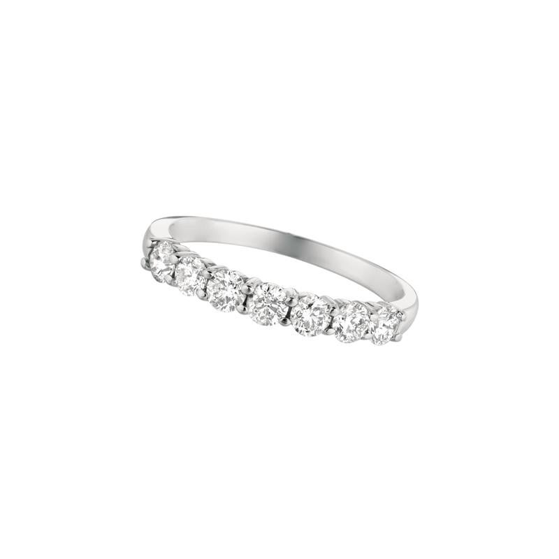 Contemporary 0.75 Carat 7-Stone Natural Diamond Ring G SI 14 Karat White Gold For Sale