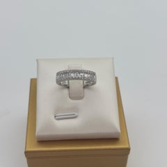 0.75 Carat Baguette and Round Brilliant Diamond Triple-Row Band 18K White Gold