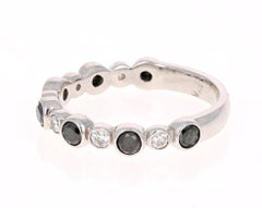 0.75 Carat Natural Black Diamond White Diamond White Gold Band