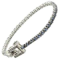 0.75 Carat Diamond and Sapphire Bracelet 14 Karat White Gold 0.75 Carat Diamond and Sapphire Bracelet 14 Karat White Gold