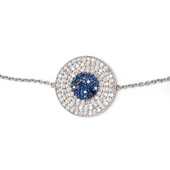 0,75 Karat Diamant und Saphir in Pavé-Fassung, 18 Karat Weißgold, modernes Armband