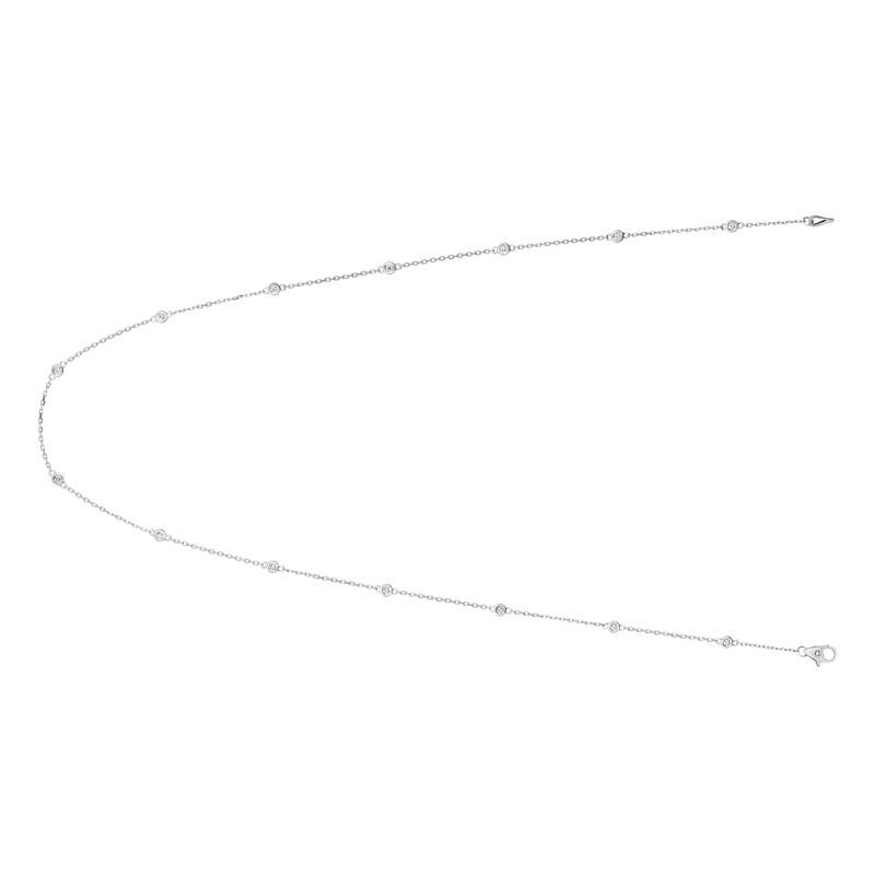 Round Cut 0.75 Carat Diamond by the Yard Necklace G SI 14 Karat White Gold 14 Stones For Sale