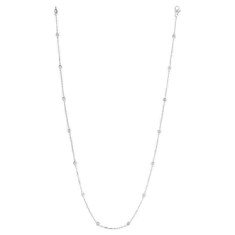 0.75 Carat Diamond by the Yard Necklace G SI 14 Karat White Gold 14 Stones For Sale