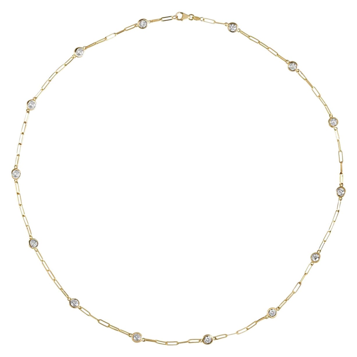 Collar sujetapapeles de diamantes de 0,75 quilates y oro amarillo de 14 quilates
