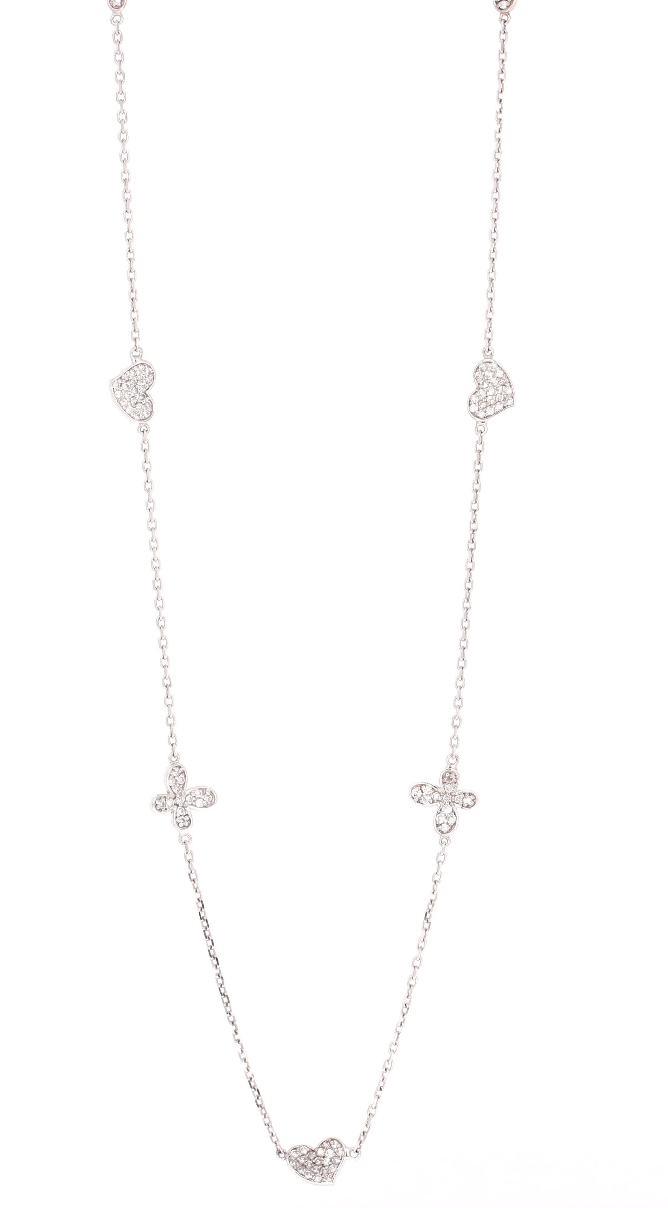 This cute and dainty necklace is so versatile that it can elevate the look of any ensemble and would be a great addition to your accessory collection. It has 143 Round Cut Diamonds that weigh 0.75 carats. The Clarity of the diamonds is SI1 and the