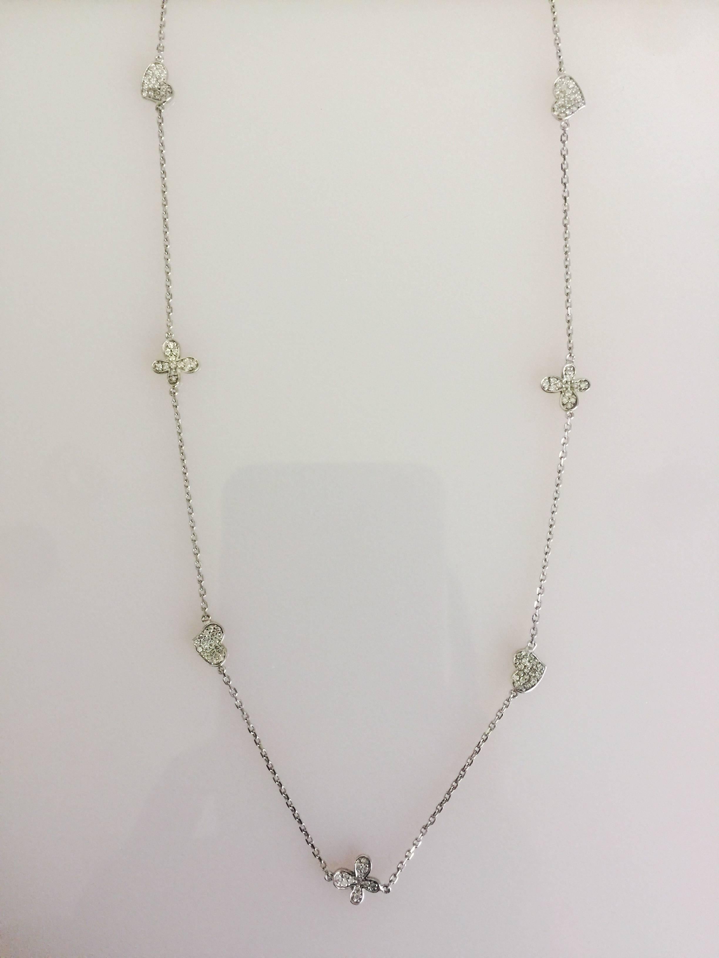 Round Cut 0.75 Carat Diamond by Yard White Gold Necklace For Sale