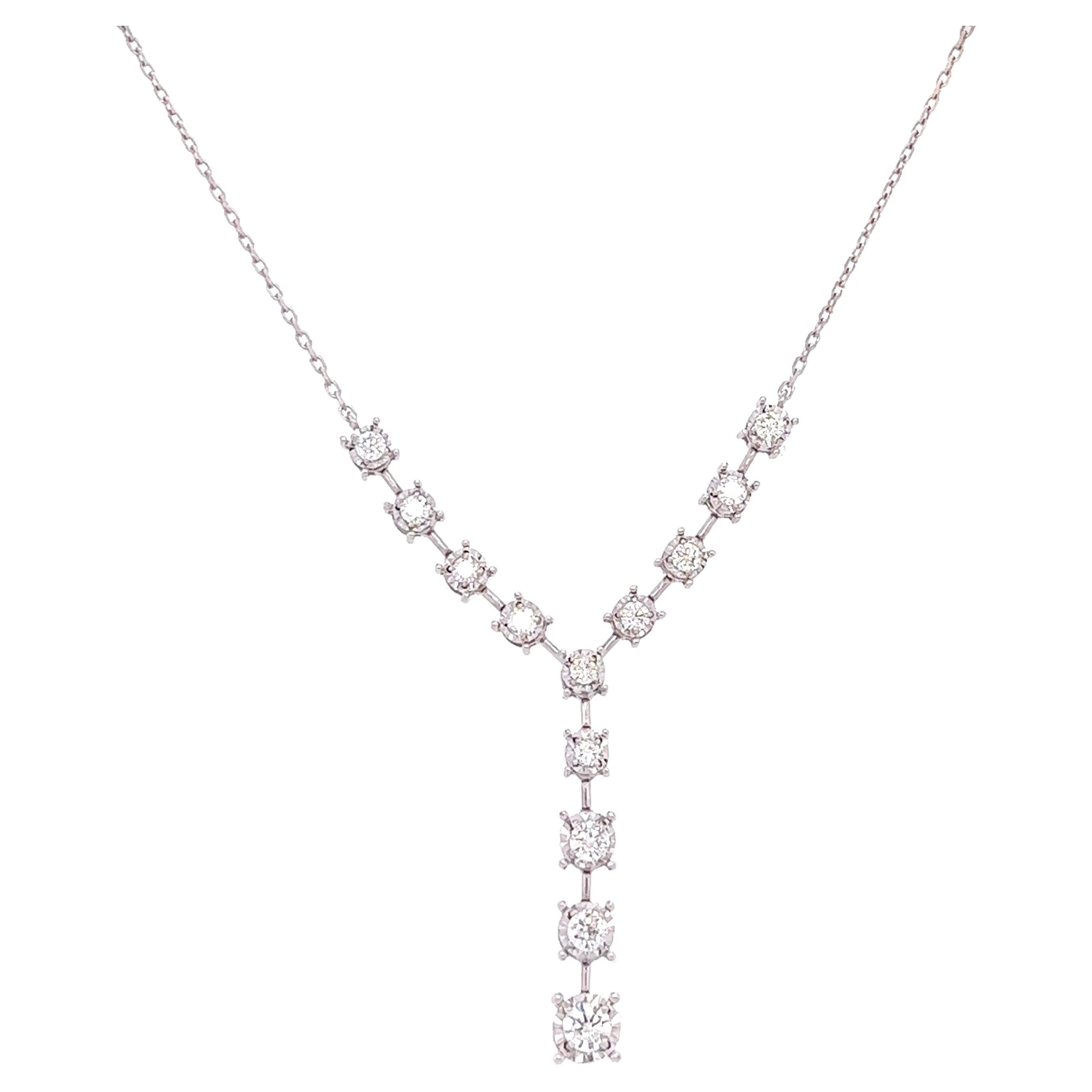 Chaîne collier en or blanc avec diamants de 0,75 carat 