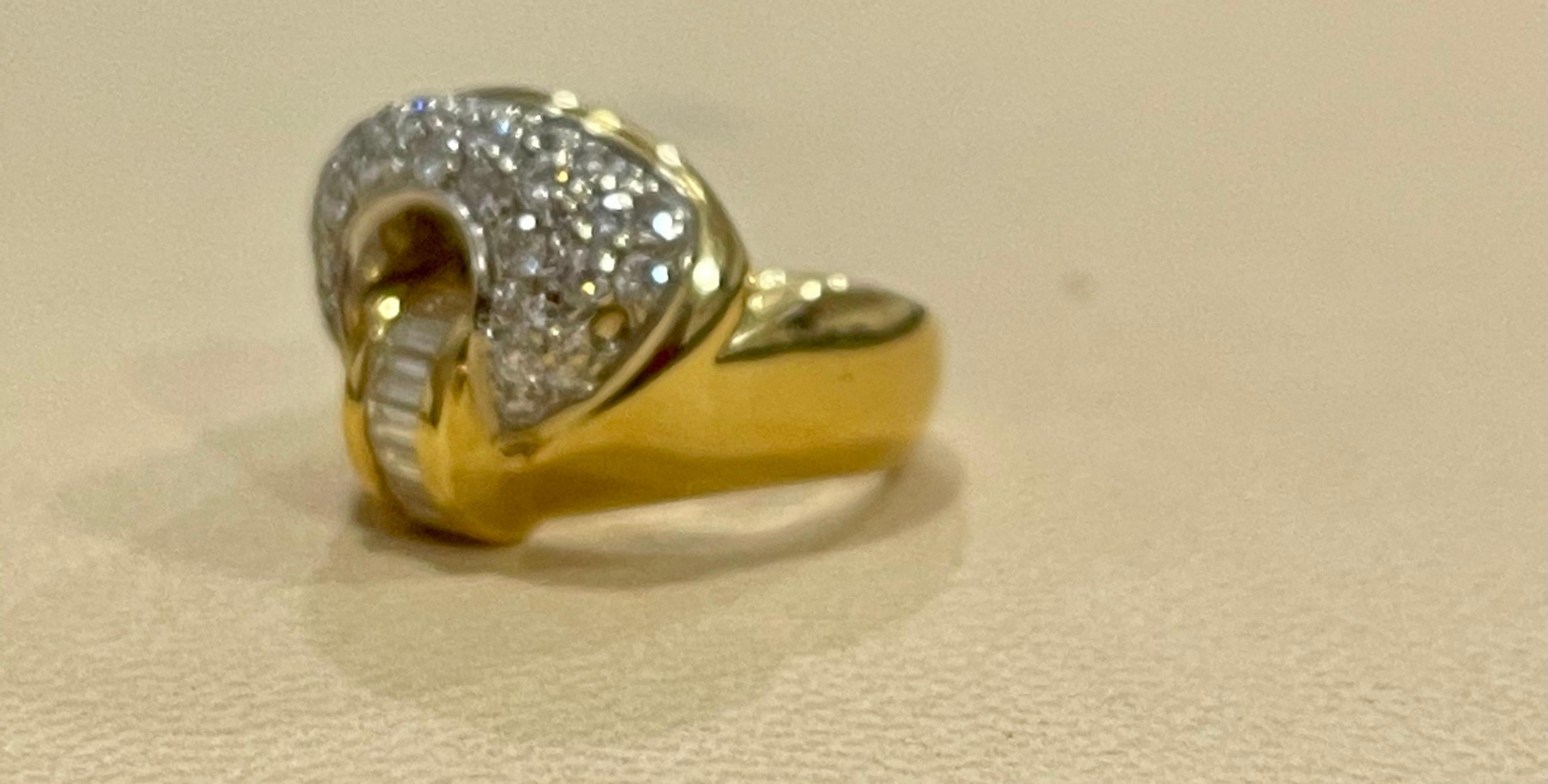 Round Cut 0.75 Carat Diamond Cocktail 18 Karat Yellow Gold Ring For Sale