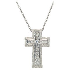 Diamant-Kreuz-Halskette mit Kreuzanhänger aus 14K Weißgold