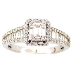 0.75 Carat Diamond Emerald Cut Cluster Ring