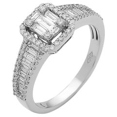 0.75 Carat Diamond Emerald Cut Cluster Ring