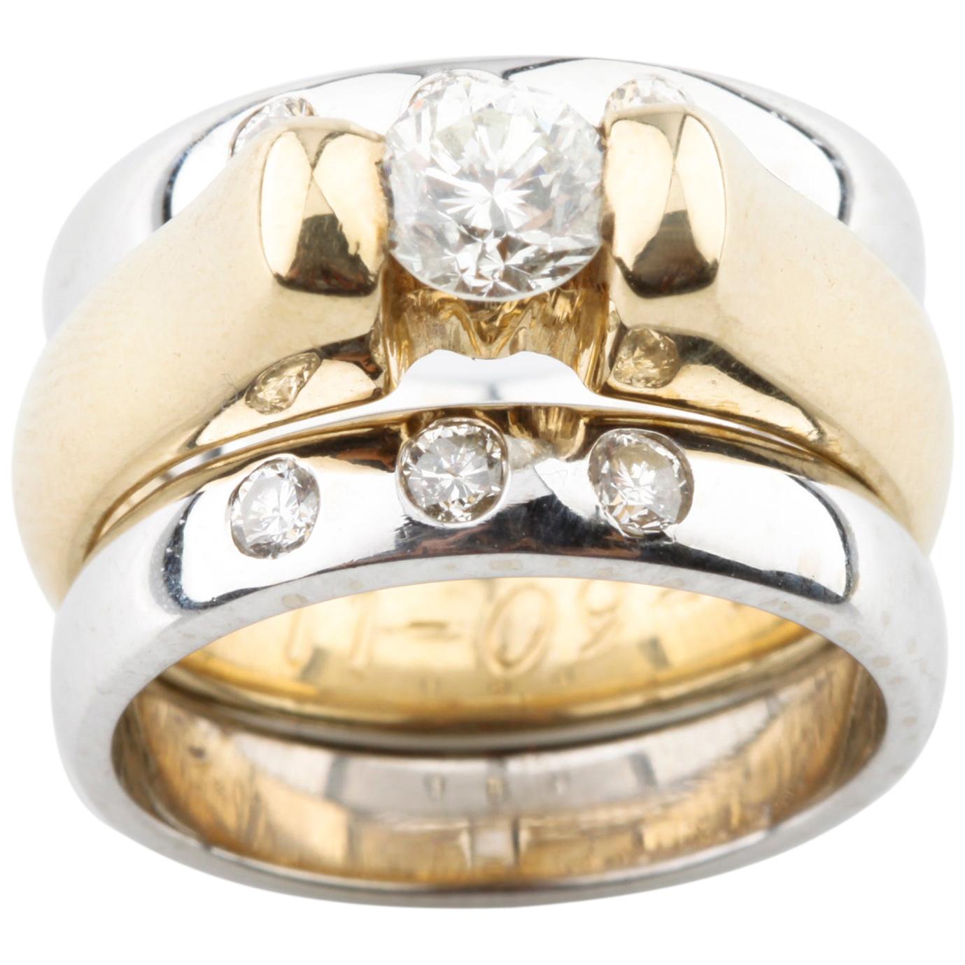 0.75 Carat Diamond Engagement Ring with Enhancer in Multi-Color Gold