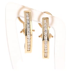 0.75 Carat Diamond Hoop Earrings 14 Karat Yellow Gold
