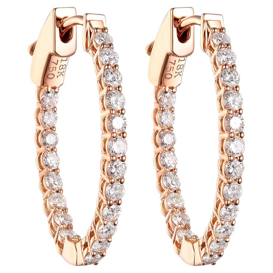 0.75 Carat Diamond Oval Hoop Earrings in 18 Karat Rose Gold