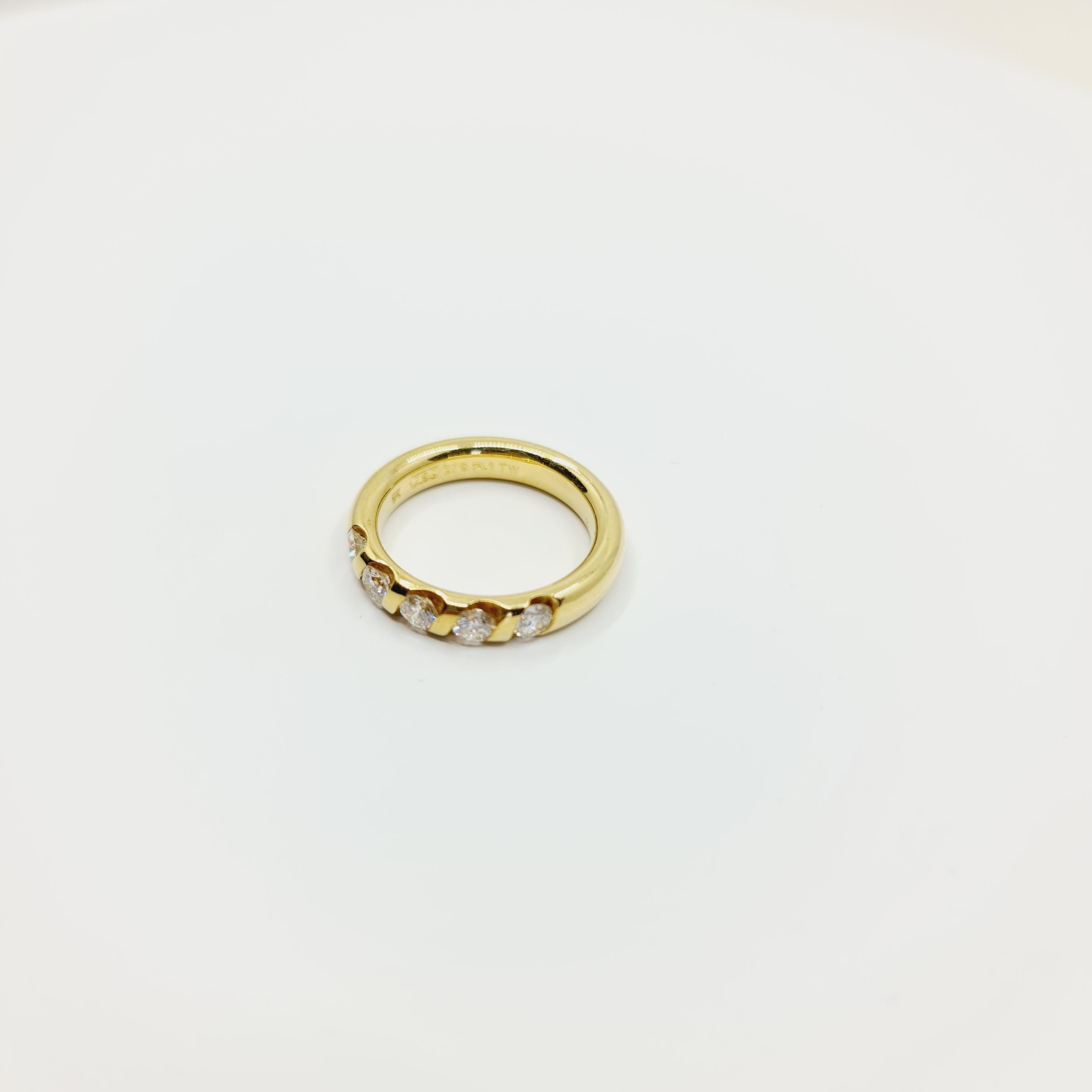Modern 0.75 Carat Diamond Ring G/I1 18k Gold, Brilliant Cut Diamonds For Sale