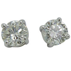 0.75 Carat Diamond Stud Earrings, Hallmarked 18 Carat Gold, London, 2003