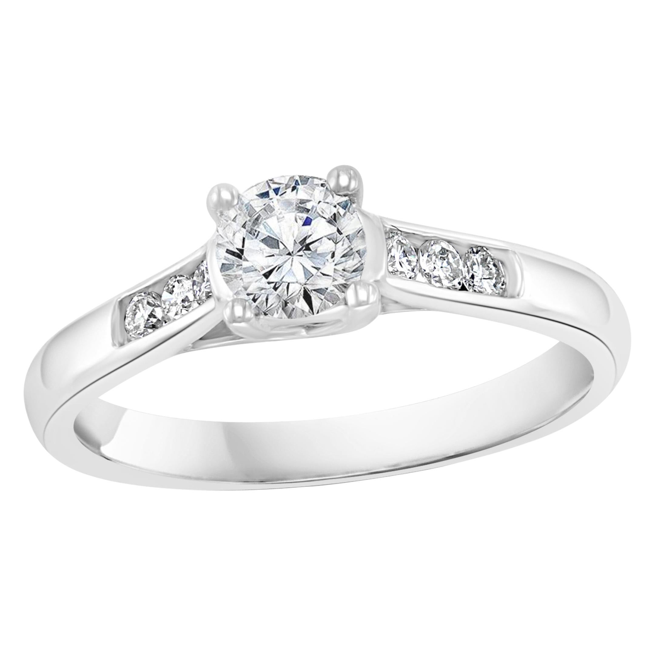 1 Carat Diamond Traditional Engagement Ring 14 Karat White Gold For ...