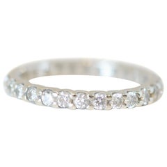 0.75 Carat Diamond Vintage Platinum Eternity Band, circa 1950s