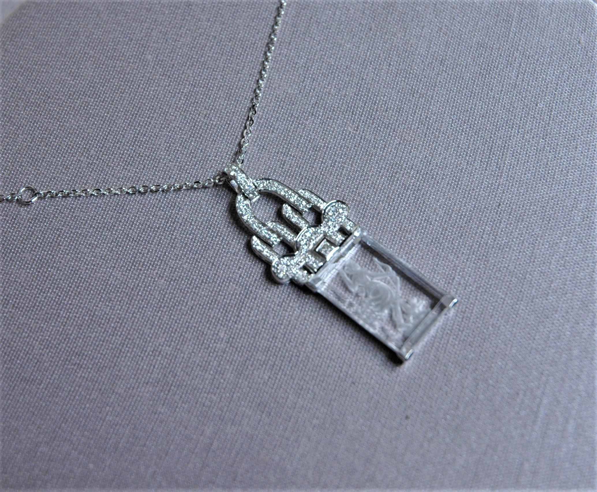 da uomo o donna Ciondolo in oro bianco con diamante da 0,75 carati, elemento Rock Cristal inciso in vendita