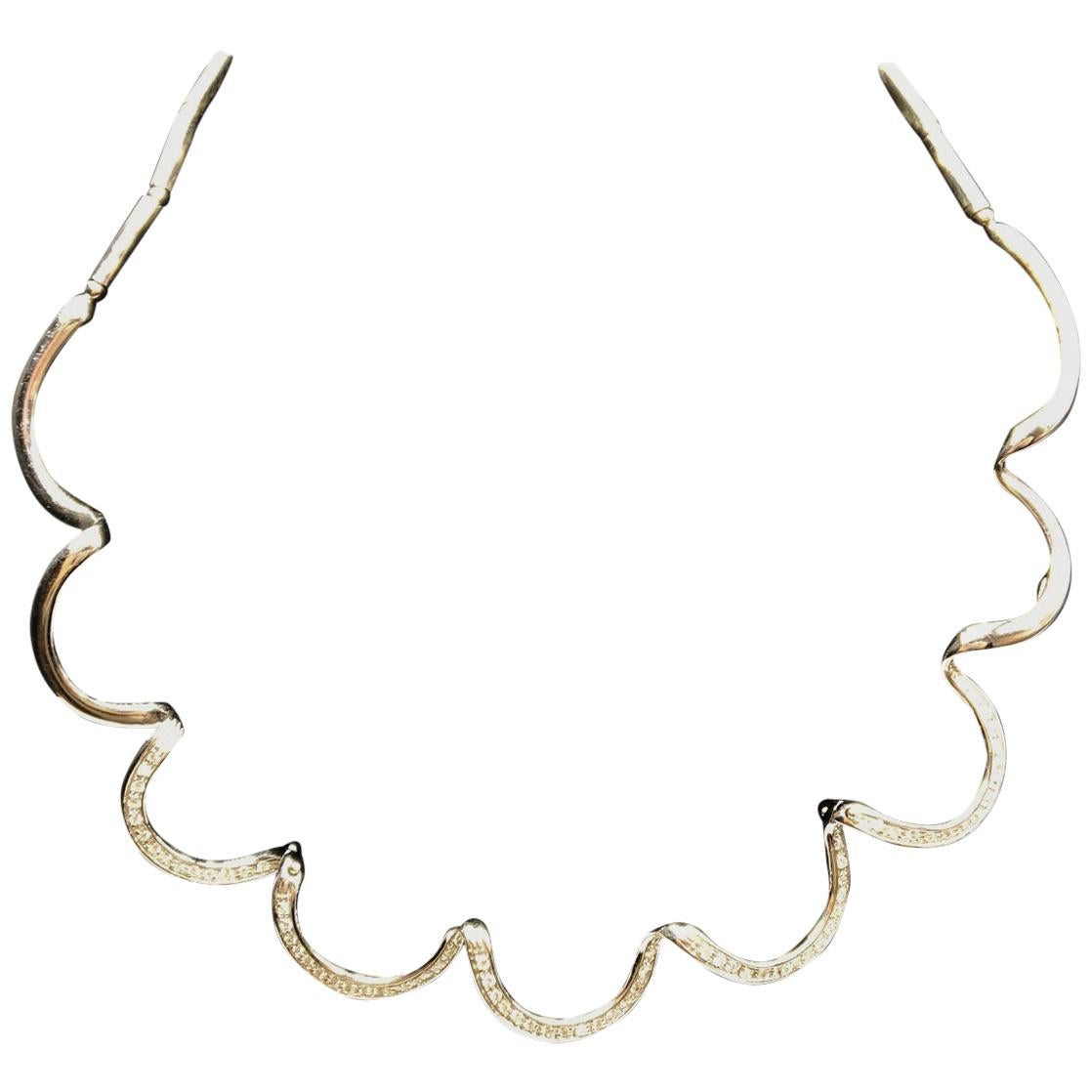 0.75 Carat Diamonds White Gold Choker Necklace by Trea For Sale