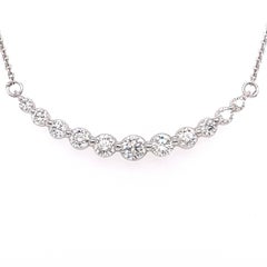 0.75 Carat Eleven Diamond Graduated Necklace in 18K White Gold