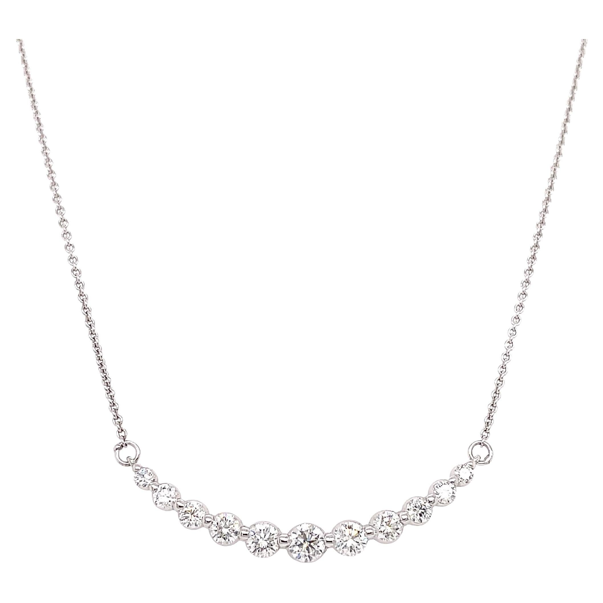 0.75 Carat Eleven Diamond Graduated Necklace in 18K White Gold For Sale