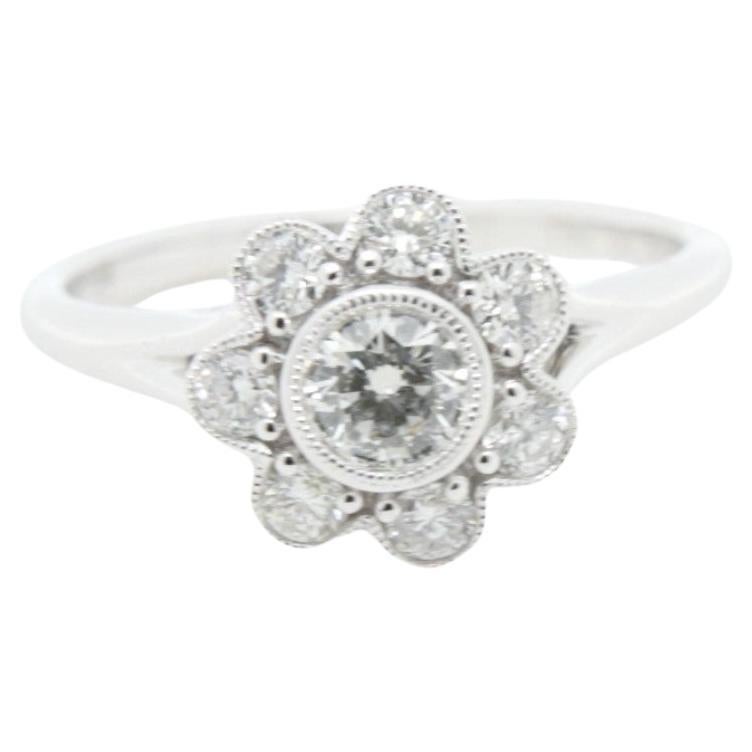 0,75 Quilates Diamante Floral RIng