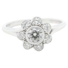 0,75 Quilates Diamante Floral RIng