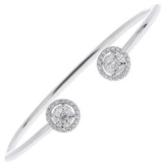 Bracelet jonc en or blanc 18 carats avec diamants marquises GVS de 0,75 carat