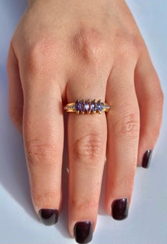 0.75 Carat Marquis-Cut Tanzanite and 14K Yellow Yellow Gold Ring